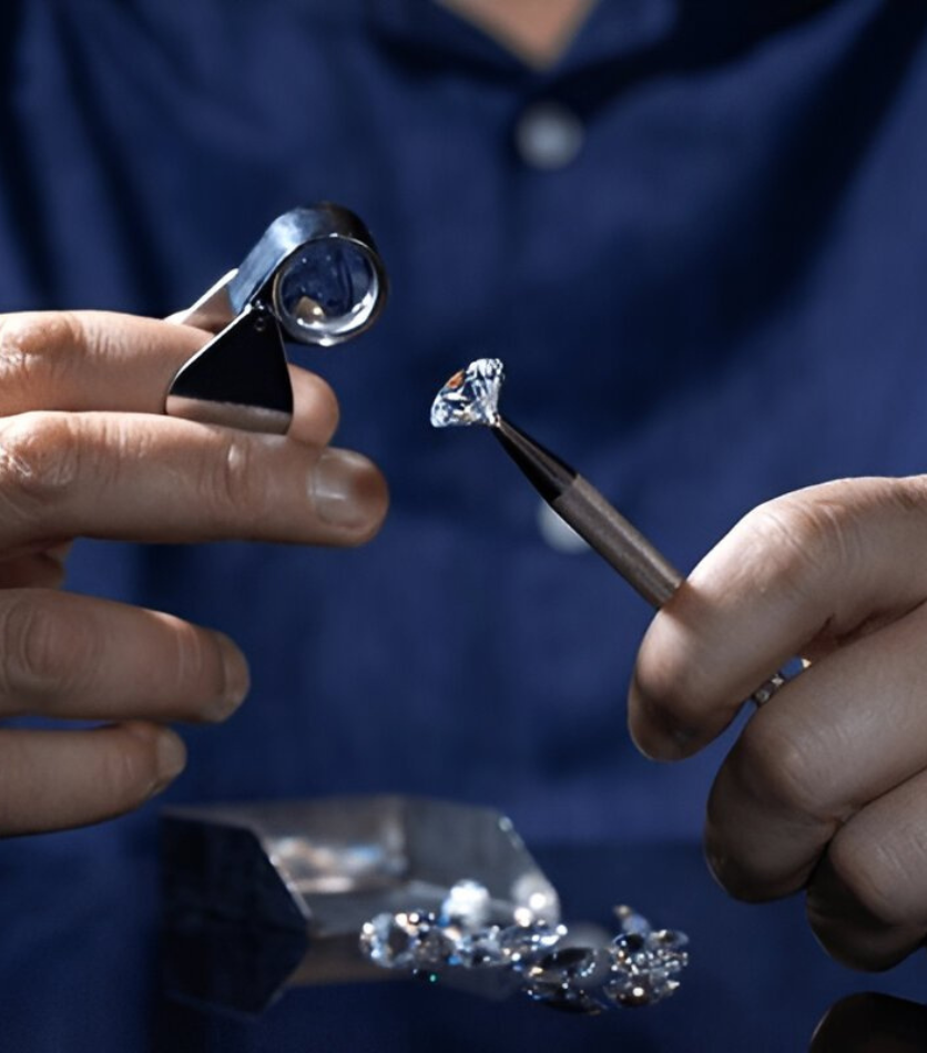 Diamond examination with tweezers